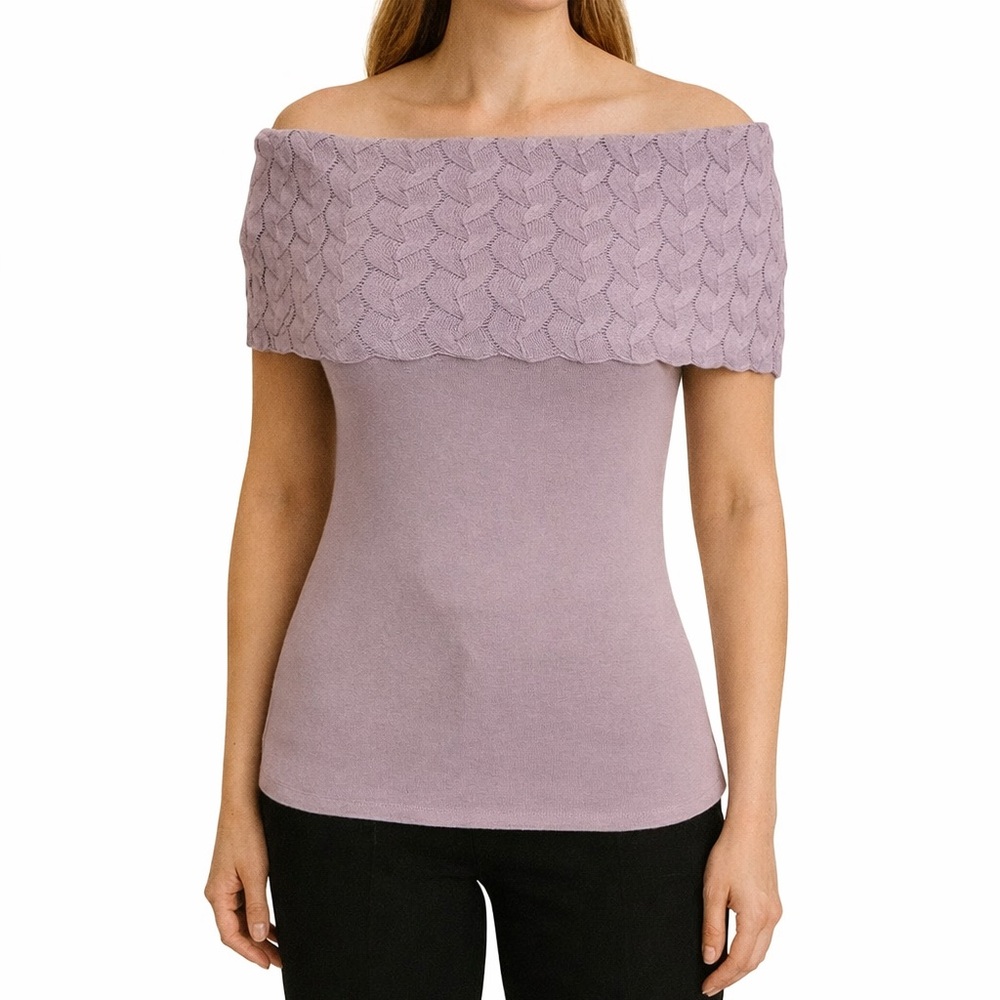 Dana Buchman Lavender Purple Off The Shoulder Sweater